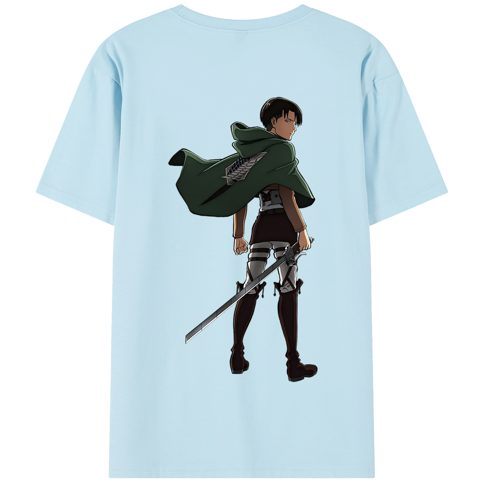 （画像用） 進撃の巨人 リヴァイ·アッカーマン Attack on Titan Levi Ackerman 綿100％半袖Tシャツ（背面プリント）